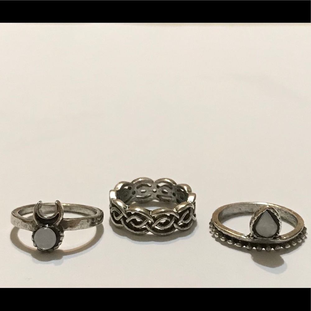 Set of 3 Silver Rings, EUC
